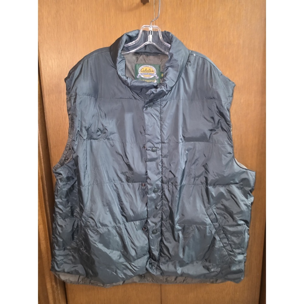Cabelas Premier Northern Goose Down Vest Mens 2XL Reg 550 Fill Puffer Gray